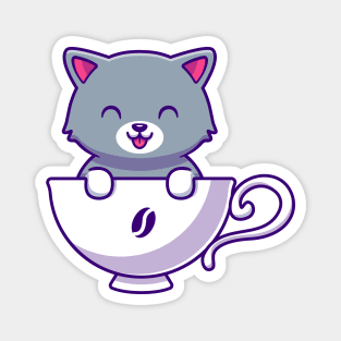 Cute Cat In Cup Coffee Magnet