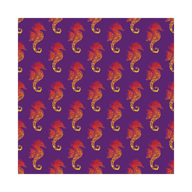 Abstract Purple Seahorses Pattern by ZeichenbloQ