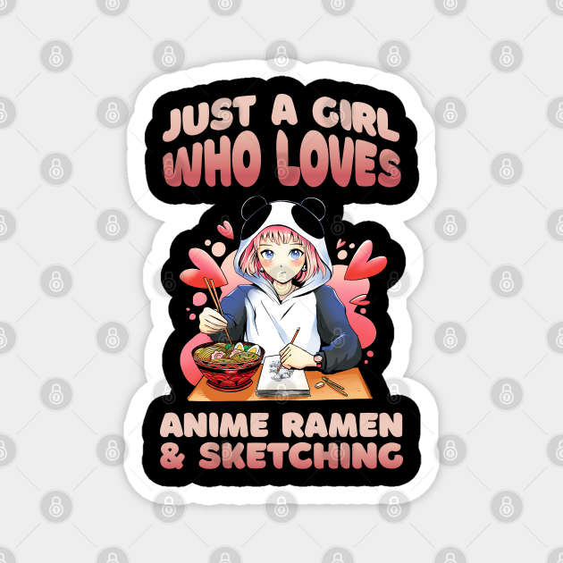 Anime Girl Ramen Sketching - Anime Girl Ramen - Magnet | TeePublic Anime Girl Ramen Sketching - Anime Girl Ramen - Magnet | TeePublic