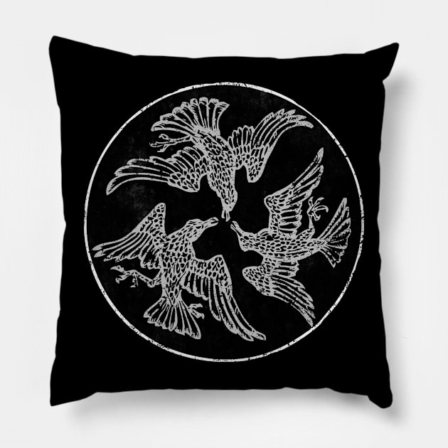 Twa Corbies (Three Ravens) Pillow by Hiraeth Tees