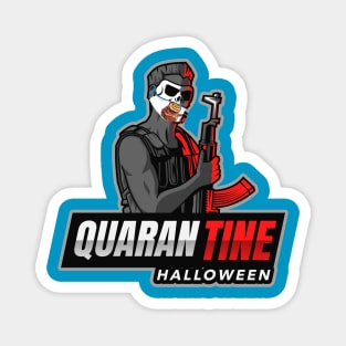 Quarantine Halloween (masked skull face with machine gun) Magnet