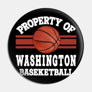 Proud Name Washington Graphic Property Vintage Basketball Pin