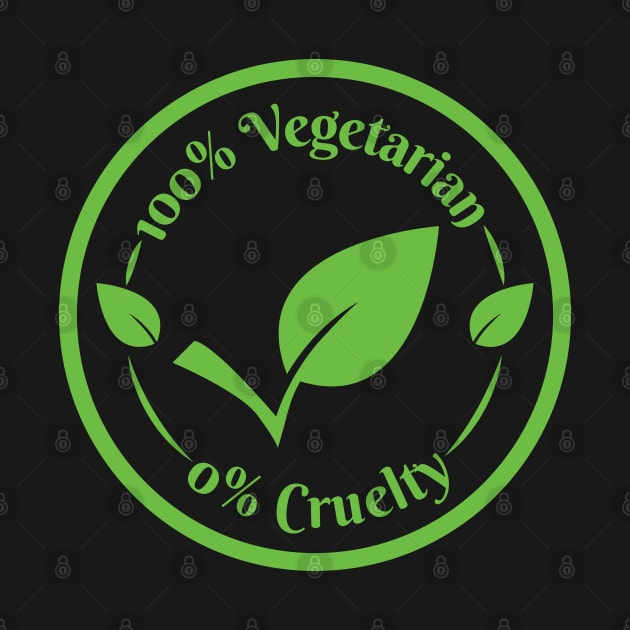 Vegan logo icon stamp seal 100% Vegetarian 0% Cruelty in circle by FOGSJ