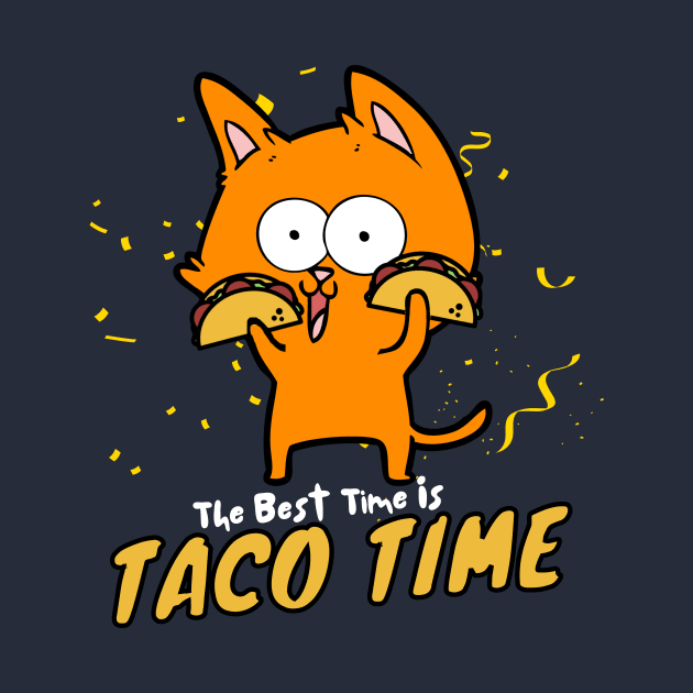 The Best Time Is Taco Time Funny Orange Cat Dark Version by DesignArchitect