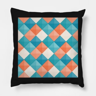 Patchwork Squares Teal and Orange Pillow