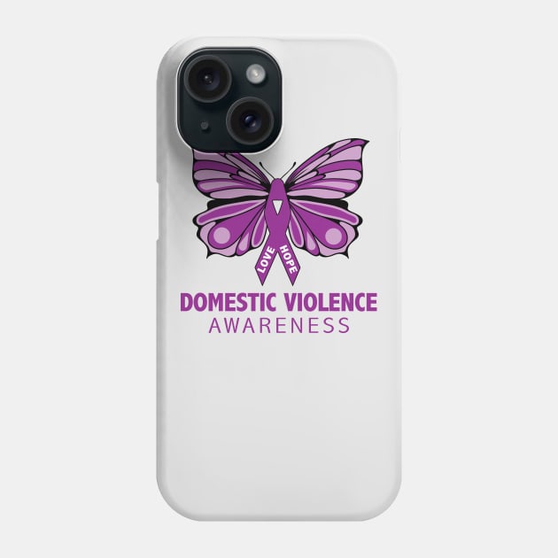 Domestic Violence Awareness Purple Butterfly Ribbon Phone Case by mstory