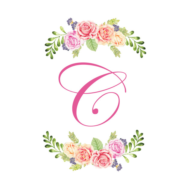 floral initial letter c initial c tote teepublic