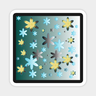 Abstract Turquoise Star and Flower Pattern Magnet