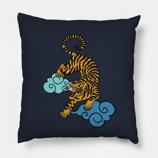 Great tiger on beautifull sky Pillow by RiyanRizqi