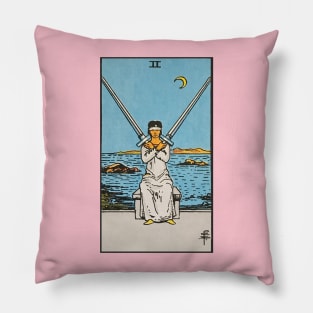 Two of swords tarot card Pillow