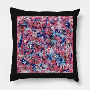 Paint Splatter in Pink, white and blue Pillow