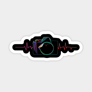 Minimalist Camera Heartbeat Photo. camera heartbeat, photography lover, minimalist photo, creative passion. Magnet