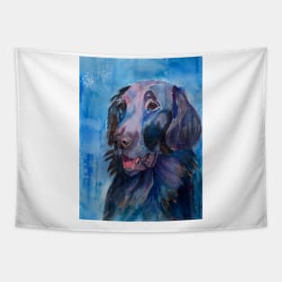 Flatcoated retriever - watercolors Tapestry