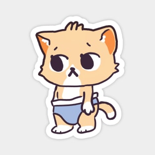 Orange Cat wearing Diaper Magnet