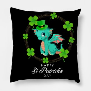 Happy St Patrick's Day Cool Dragon Irish Shamrock Gift Pillow