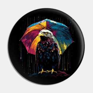 Eagle Rainy Day With Umbrella Pin