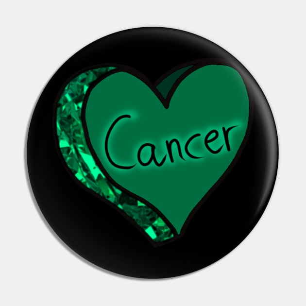 Emerald Green Cancer Star Sign Love Heart Pin by ROLLIE MC SCROLLIE