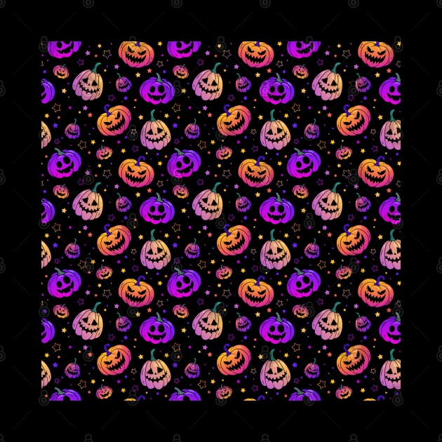 Halloween neon pumpkin pattern by Saya Raven