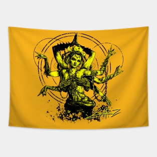 Kali Goddess Yellow Tapestry