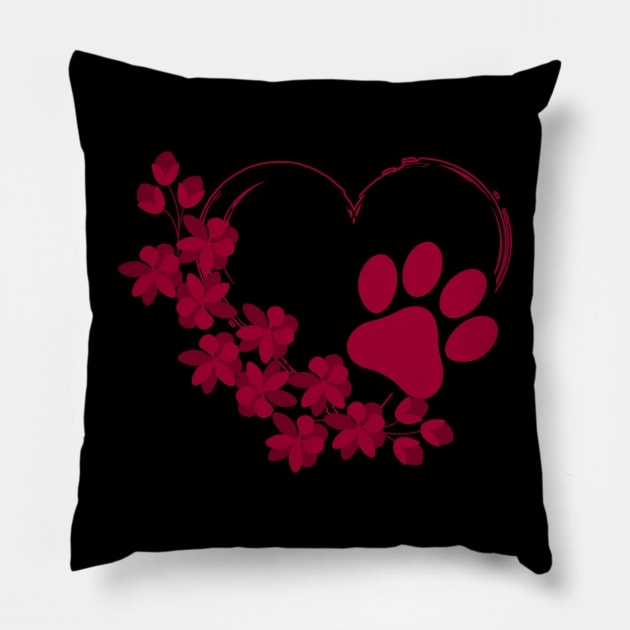 Dog Paw With Floral look Pillow by NICHE&NICHE