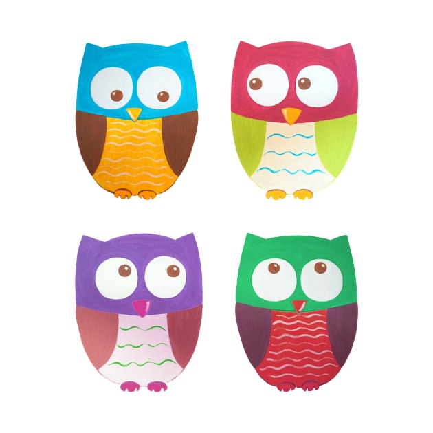 Two colorful owls. by MariDein