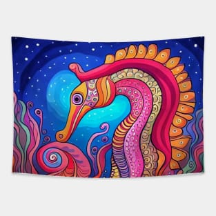 Pat the Colorful and Psychedelic Seahorse Tapestry