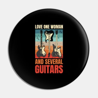 Love Several Guitars Funny Guitar Gift Pin