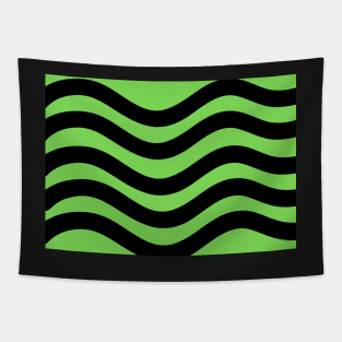 Light Green and Black Wavy Lines Tapestry