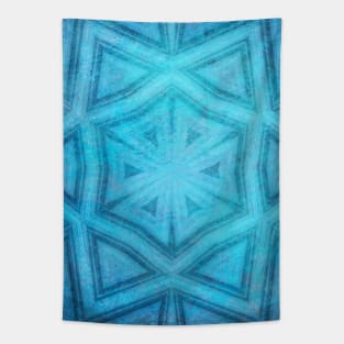 Blue textured striped kaleidoscope Tapestry