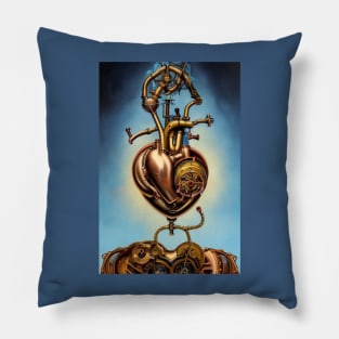Steampunk mechanical heart Pillow
