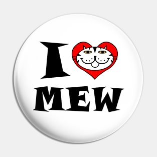 I Heart Cat - Black and White Striped Kitty Pin