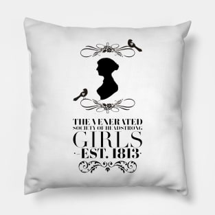 Pride And Prejudice Jane Austen Silhoutte The Venerated Society of Headstrong Girls With Bird Sillhouttes Pillow