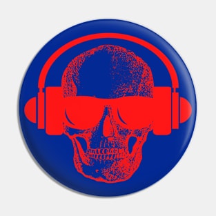 Skull And Phones, Red Pin