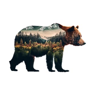 Nature Forest Mountains Trees Wildlife Animal Bear T-Shirt