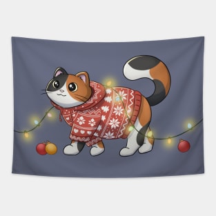 Festive Calico Cat Tapestry