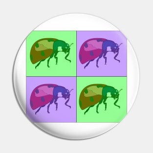 Ladybug Pop Art - Purple and Green Pin