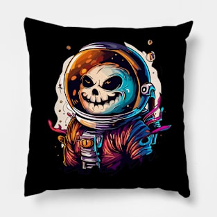 Spooky funny skeleton in spacesuit Pillow