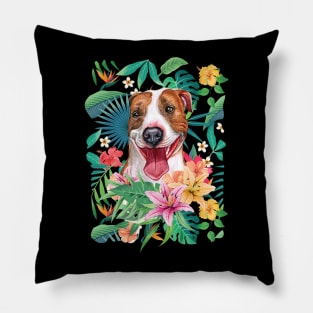 Tropical Red Pit Bull Pitbull 3 Pillow