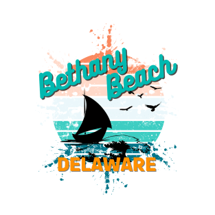 Bethany Beach Delaware Retro Vintage Exploding Sunset T-Shirt