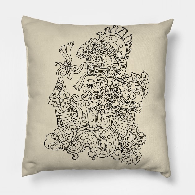 Mayan divinity Pillow by AgaCactus