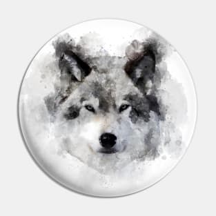 Wolf watercolor Pin