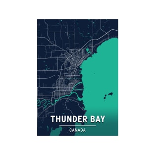 Thunder Bay Blue Dark Color City Map T-Shirt