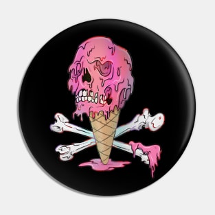 Drippy Ice Cream Melting Skull Pin