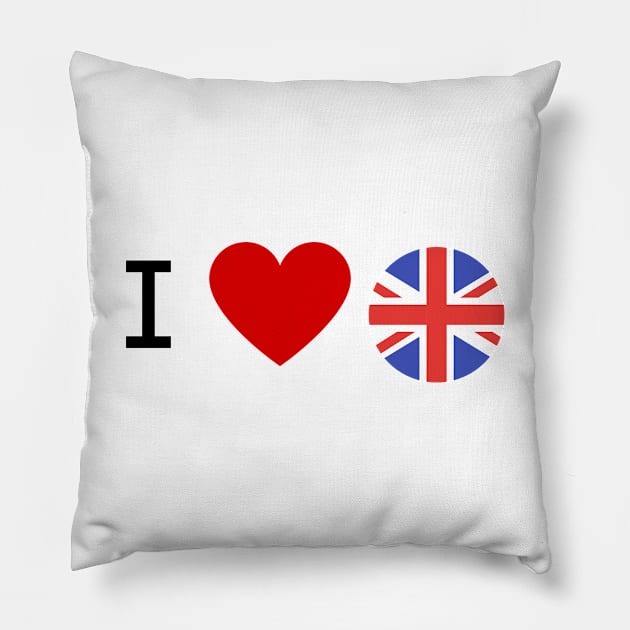 I Heart the United KIngdom Pillow by Yasdey