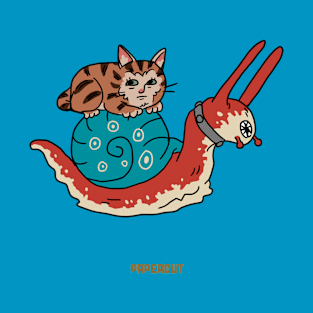 Creepy Cat on Snail T-Shirt