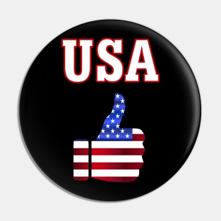 USA Thumbs Up American Flag Pin