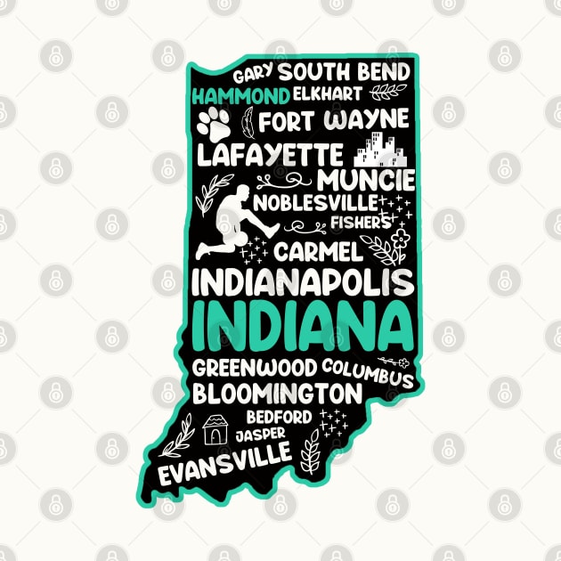 Hammond Indiana cute map Evansville, Carmel, South Bend, Fishers, Bloomington, Hammond, Gary by BoogieCreates