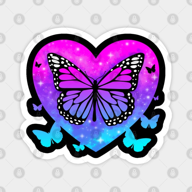 Butterfly Heart Sky Stars Magnet by PnJ