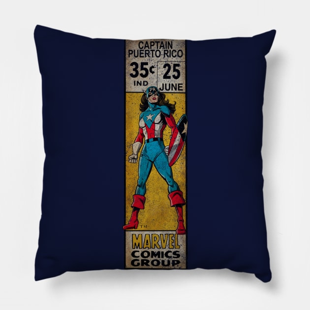 Captain Puerto Rico - f Pillow by ThirteenthFloor