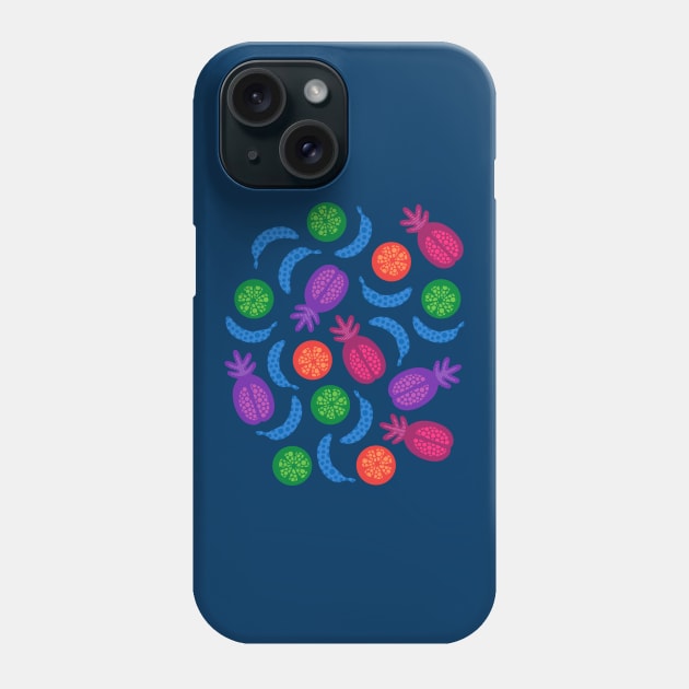 TROPICAL FRUITS WITH LOTSA DOTS in Juicy Summer Beach Brights on Deep Blue - UnBlink Studio by Jackie Tahara Phone Case by UnBlink Studio by Jackie Tahara